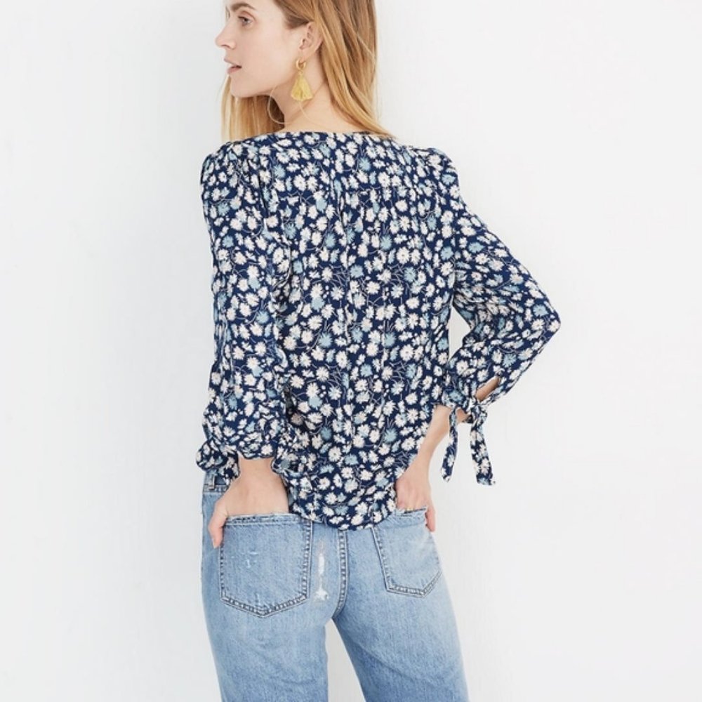 Madewell tie sleeve button down top French floral - Picture 3 of 8